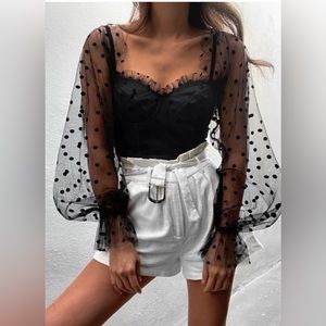 Black ruffle sleeve top